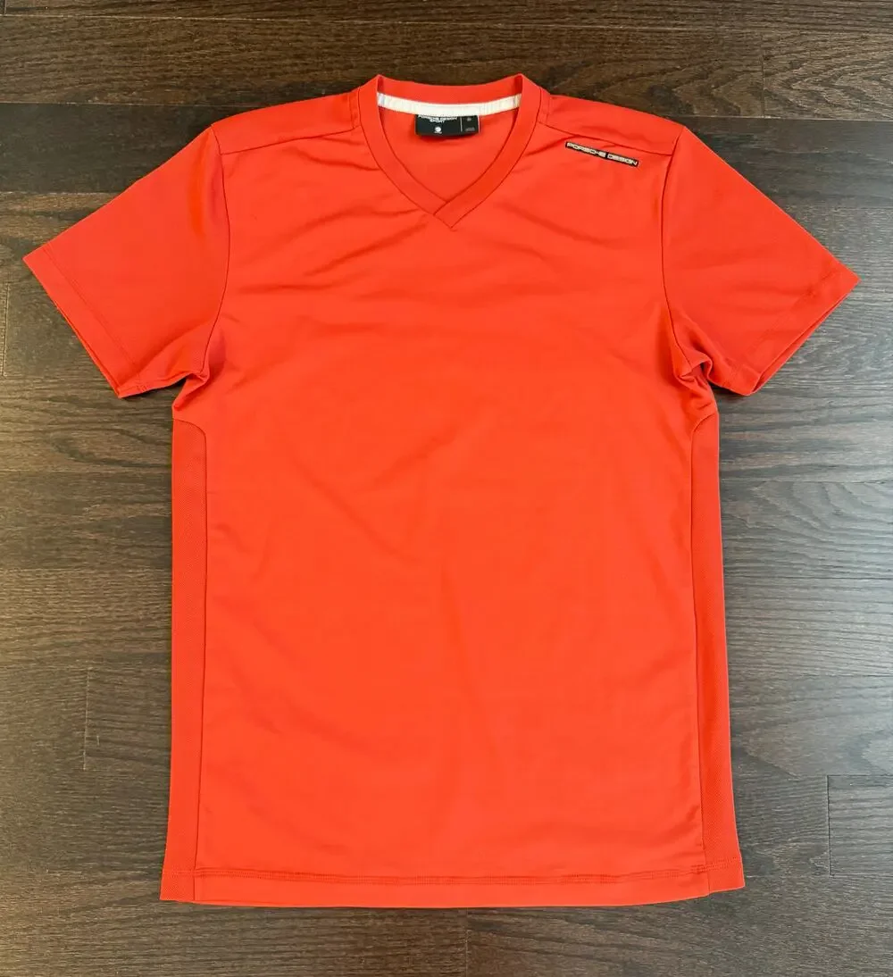 Porsche Design Sport Adidas V-Neck Shirt Red Performance Knit (Size S)